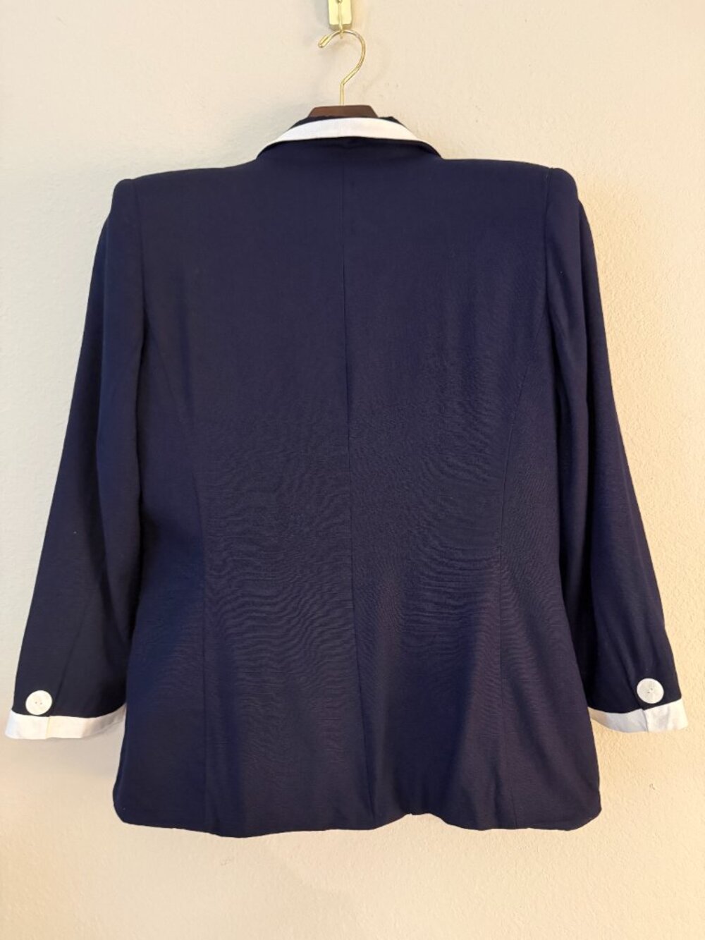 Vintage 90s Andre Barreau Navy Classic Double Breasted Preppy Blazer - Picture 7 of 8